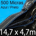 POLYLONA SUPER M: 14,7x4,7m PP/PE AZUL/PRETO 500 MICRAS com argolas "D" INOX a cada 50cm